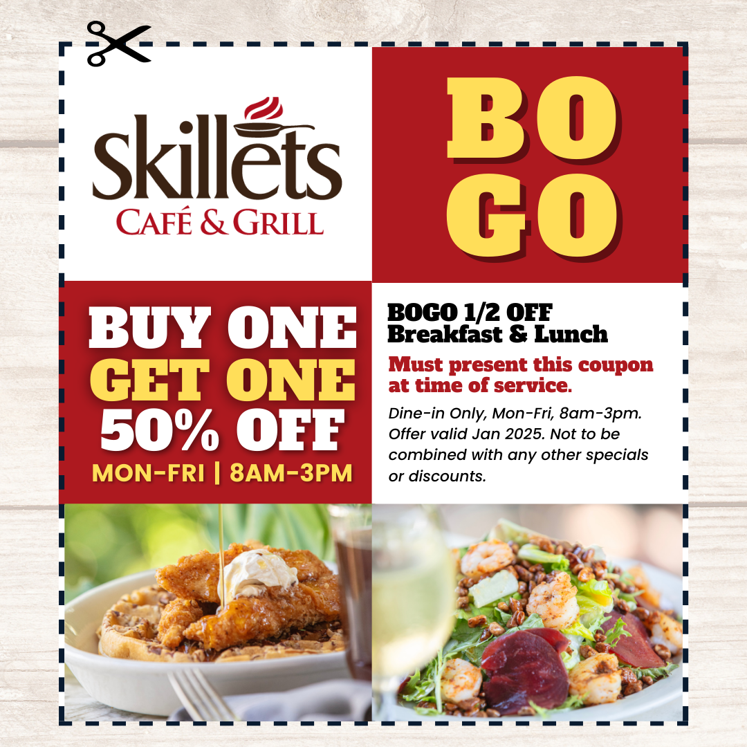 Skillets Cafe | BOGO 1/2 OFF Breakfast & Lunch